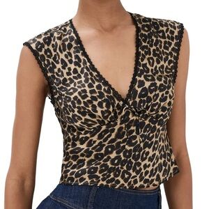 Reformation Cherry Silk Top in Leopard